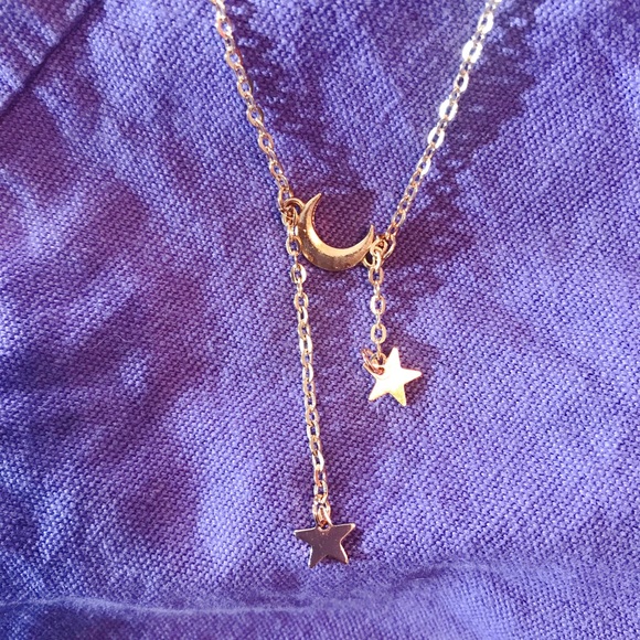 Gold Crescent Moon Stars dangly charm necklace๐๐ - Picture 3 of 4